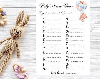 Baby Shower Game name ideas/suggestion cards, game/activity/prediction Cards