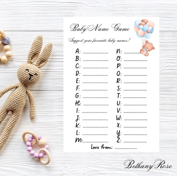 Baby Shower Game name ideas/suggestion cards, game/activity/prediction Cards