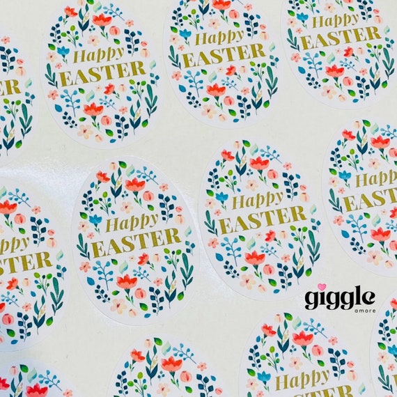 Happy Easter stickers, Labels, Business, Thank U, Self Adhesive, Printed, Personalized, Small Business Stationery