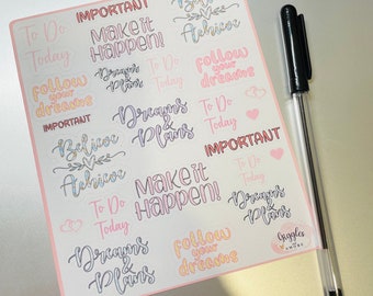 Diary Planner Stickers, Motivational, Dreams And Plans, Calendar, Scrapbook