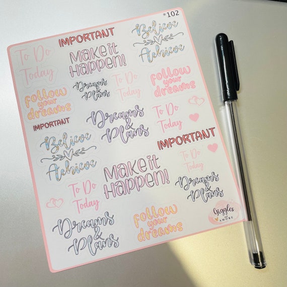 Diary Planner Stickers, Motivational, Dreams And Plans, Calendar, Scrapbook