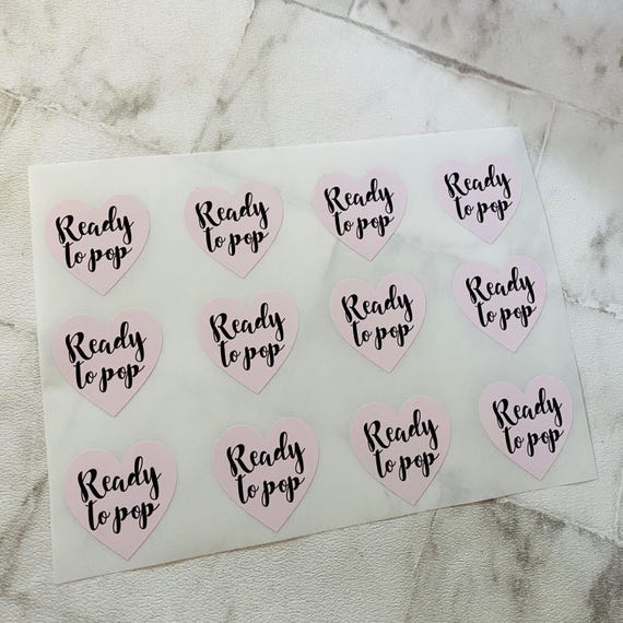 Ready to Pop Heart Stickers - Baby Shower Favor Labels