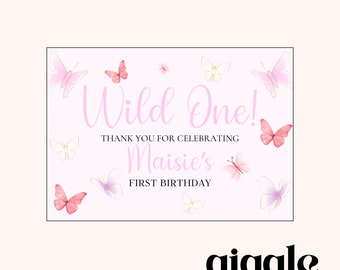 Personalised Party Butterflies Pink Purple Theme Stickers White Box Bag Birthday Party Gift Favour Activity Food