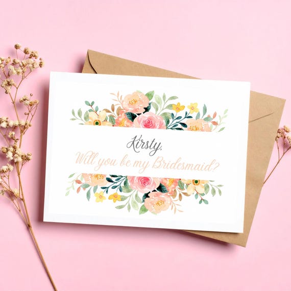 Personalised Bridesmaid Proposal Card: Floral A6 Card