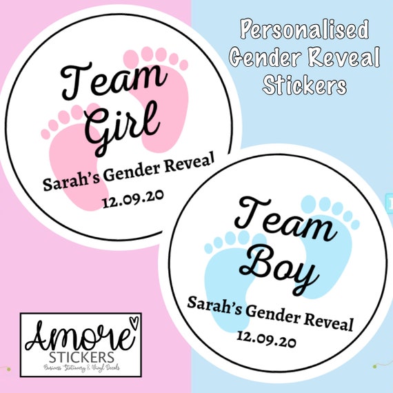 Personalised Gender Reveal Stickers, Thank you for coming, Labels, Kids, Thank U, Self Adhesive, Printed, Personalized, Baby Shower
