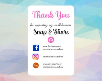 Personalised Thank You For Your Supporting My Small Business Snap & Share Cards