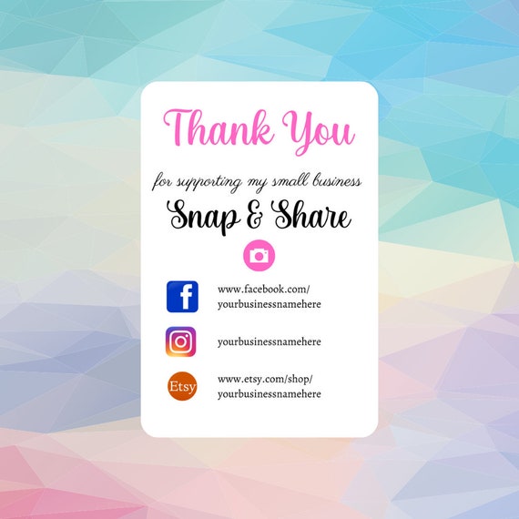 Personalised Thank You For Your Supporting My Small Business Snap & Share Cards