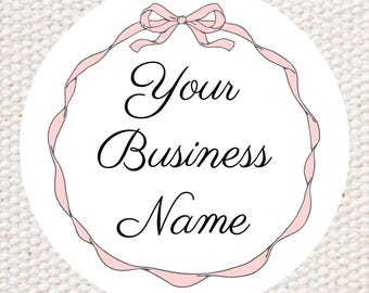 Custom Business Logo Stickers: Glossy Pink Bow Labels