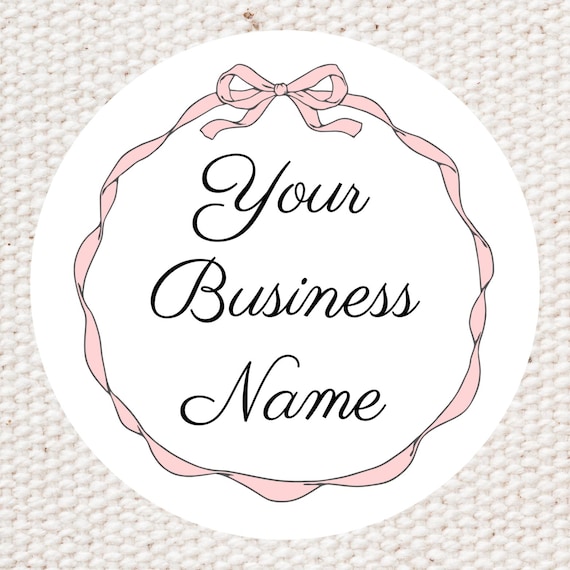 Custom Business Logo Stickers: Glossy Pink Bow Labels