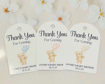 Personalised Baby Shower Thank You Tags: Teddy Bear Favors