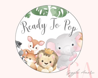 Ready To Pop Party Stickers, Thank you for coming, Labels, Kids, Thank U, Self Adhesive, Printed, Personalized, Baby Shower