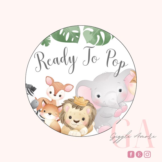 Ready To Pop Party Stickers, Thank you for coming, Labels, Kids, Thank U, Self Adhesive, Printed, Personalized, Baby Shower