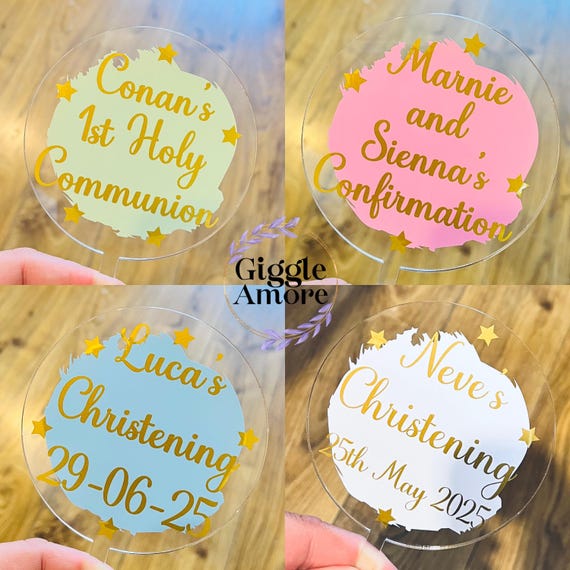Personalised Acrylic Cake Topper - Happy Birthday - Cake Decor - Name - Circle