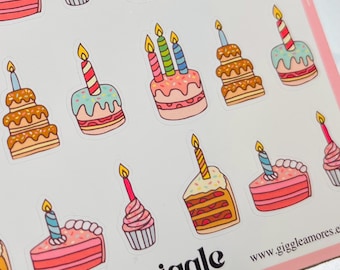 Birthday Cake Planner Stickers: Mini Diary, Scrapbook Stickers