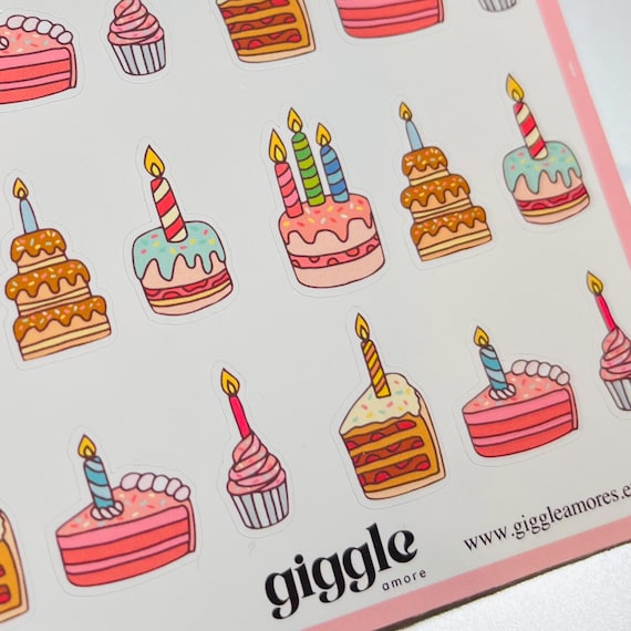 Birthday Cake Planner Stickers: Mini Diary, Scrapbook Stickers