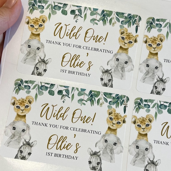 Personalised Safari Jungle Theme Stickers: Birthday Party Favors