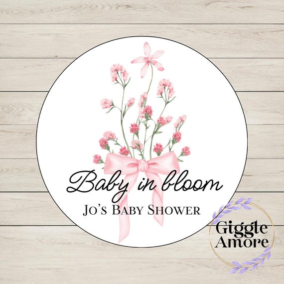 Personalised Baby Shower, Party Stickers, Floral Thank you for coming, Labels, Kids, Thank U, Self Adhesive, Printed, Personalized, Birthday