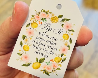 10 x Personalised Baby Shower Tags Gift Tags Thank You Tag lemon pink floral Favours
