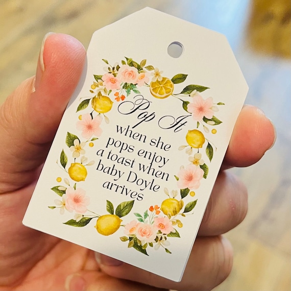 10 x Personalised Baby Shower Tags Gift Tags Thank You Tag lemon pink floral Favours