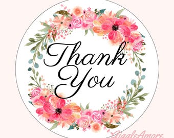 Floral Thank You Stickers: Small Business Labels (12)