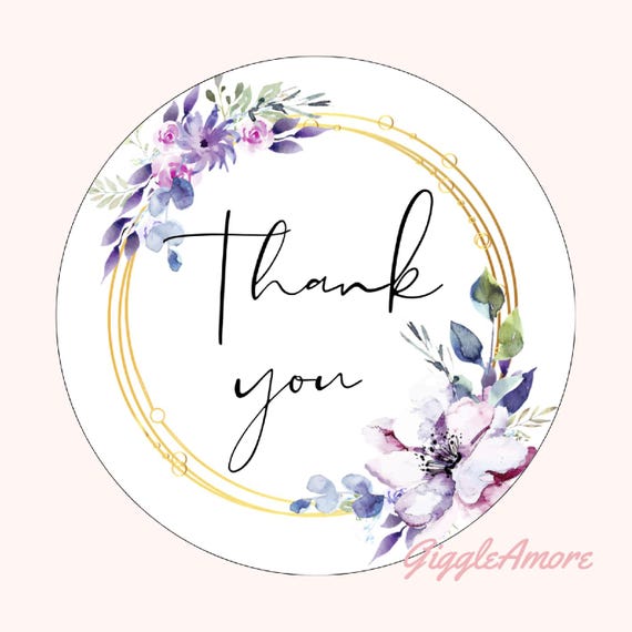 Floral Thank You Stickers: Small Business Labels (40mm)
