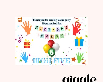 Personalised Birthday Stickers High Five Thank You Bridesmaid Stickers White Box Party Gift Favour Activity