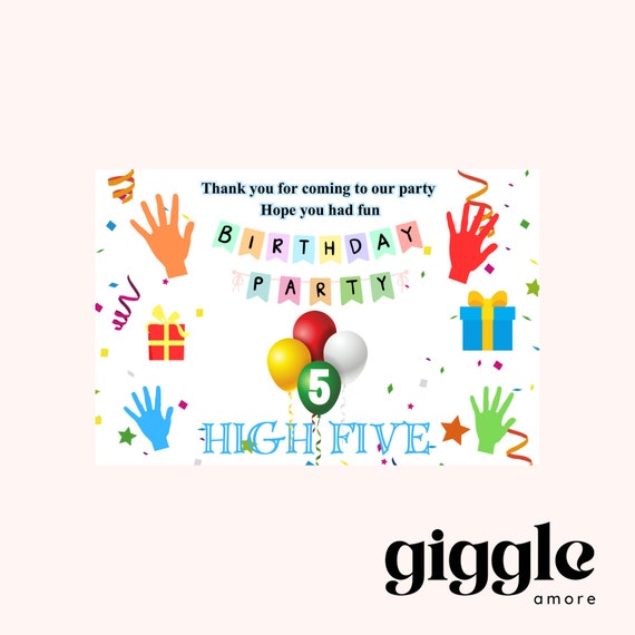 Personalised Birthday Stickers High Five Thank You Bridesmaid Stickers White Box Party Gift Favour Activity