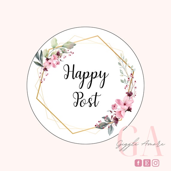 Happy Post Stickers, Business Stickers, Labels,Thank U, Self Adhesive, Printed, Personalized, Small Buisness Labels