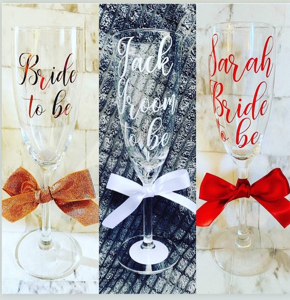 Personalised Wedding Glasses Bride/Bridesmaid champagne flute, wedding titles, maid of honour glass