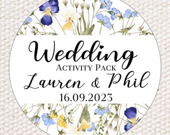 Personalised Wedding Activity Pack Stickers: Floral Theme
