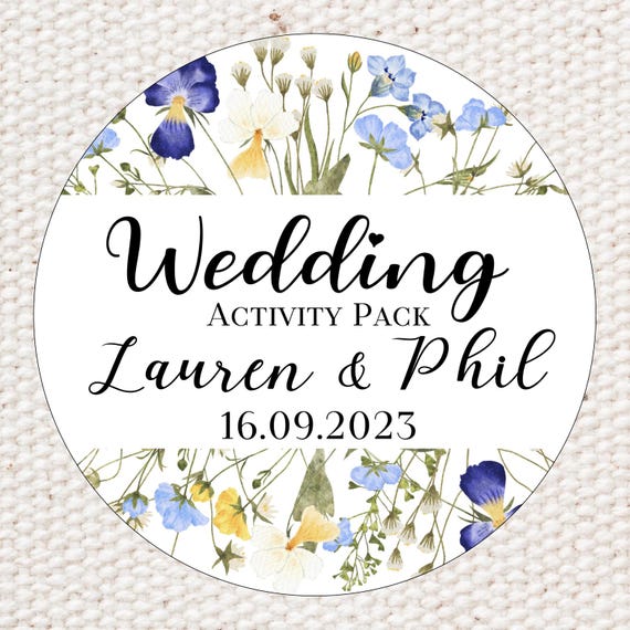 Personalised Wedding Activity Pack Stickers: Floral Theme