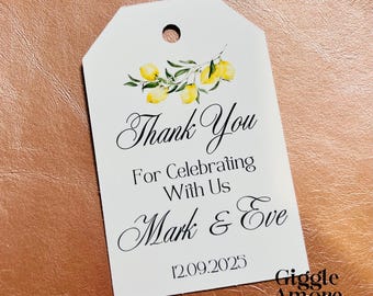 10 x Personalised Wedding Tags Gift Tags Thank You Tag Lemon Theme Favours