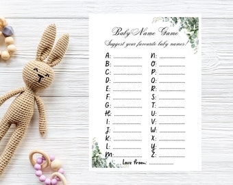 Baby Shower Game name ideas/suggestion cards, game/activity/prediction Cards