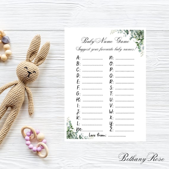 Baby Shower Game name ideas/suggestion cards, game/activity/prediction Cards