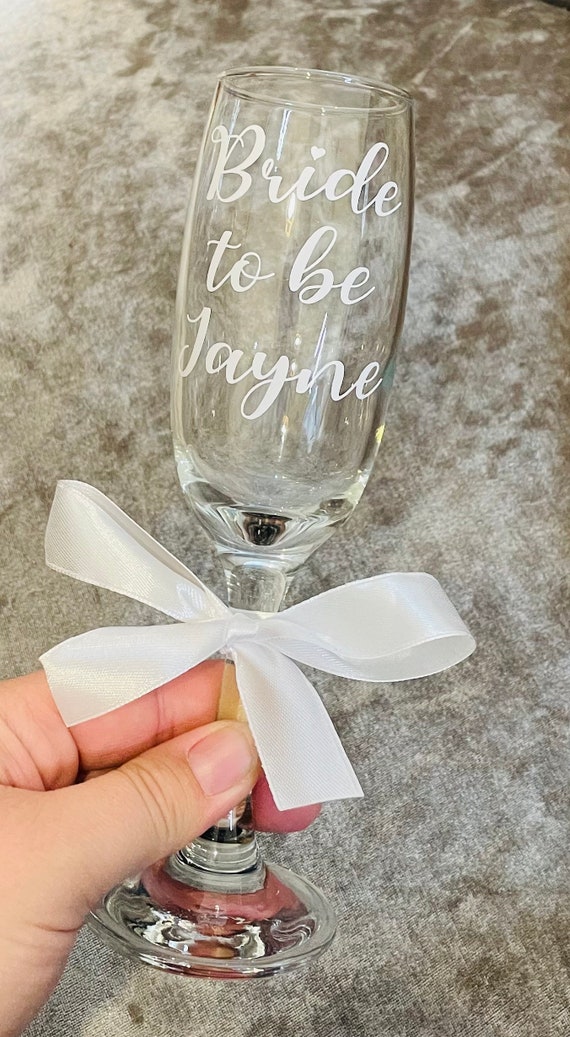 Personalised Bride to be Glass Bridesmaid champagne flute, wedding titles, maid of honour glass hen party