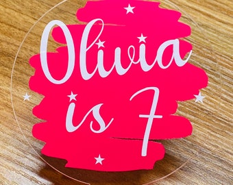 Personalised Acrylic Cake Topper Your Choice Of Wording And Colour, Happy Birthday