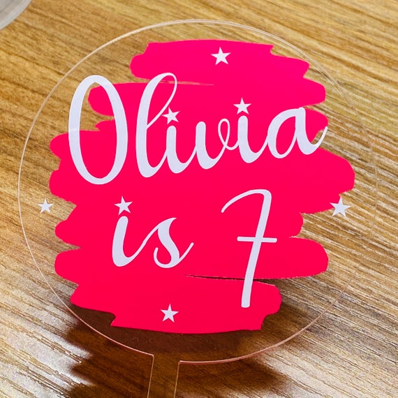 Personalised Acrylic Cake Topper Your Choice Of Wording And Colour, Happy Birthday