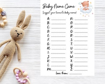 Baby Shower Game name ideas/suggestion cards, game/activity/prediction Cards