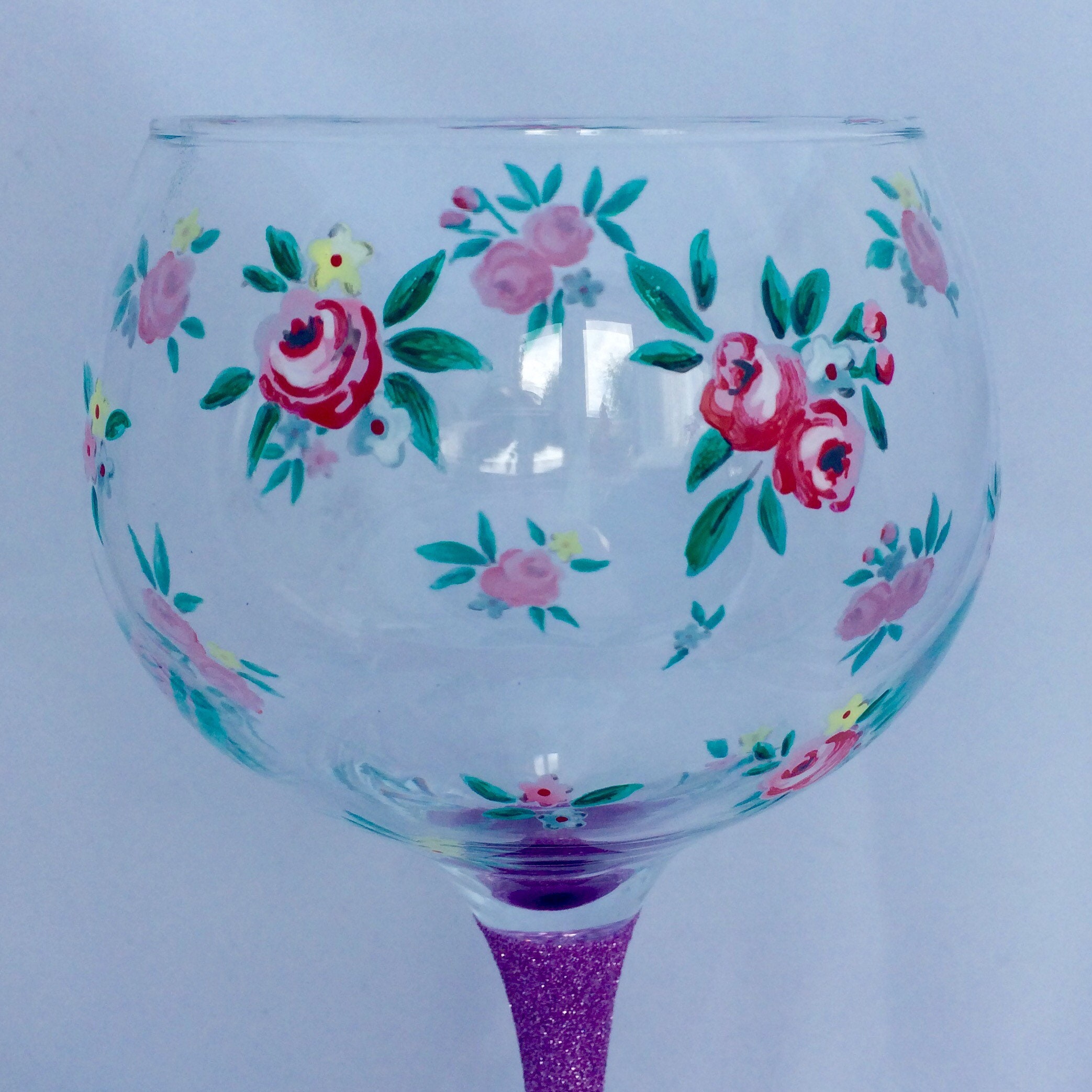 Floral Gin Glass hand painted gin glassfloral wine glasses Etsy