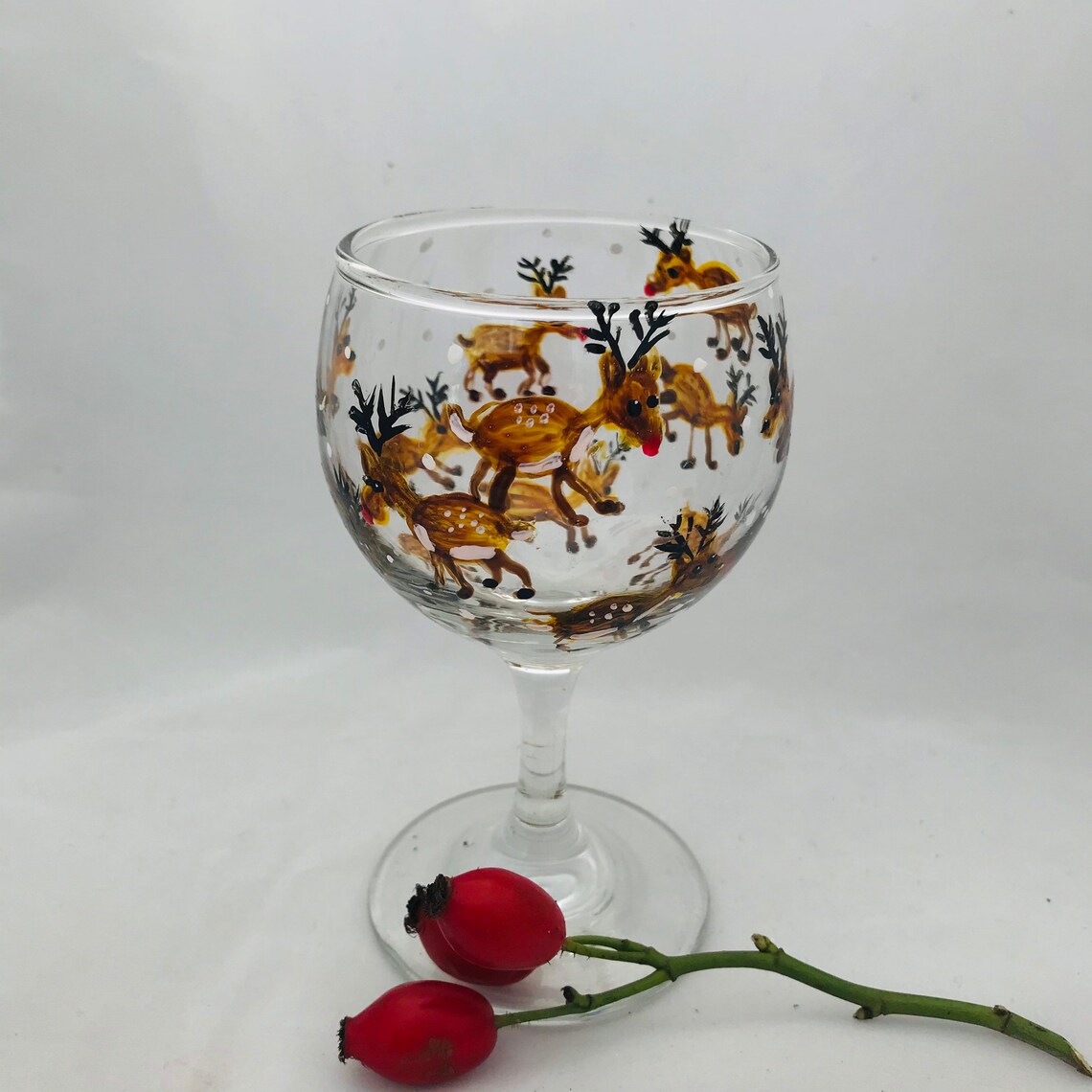 Reindeer Wine Glass Small Wine Glass Christmas Wine Glass Etsy Canada
