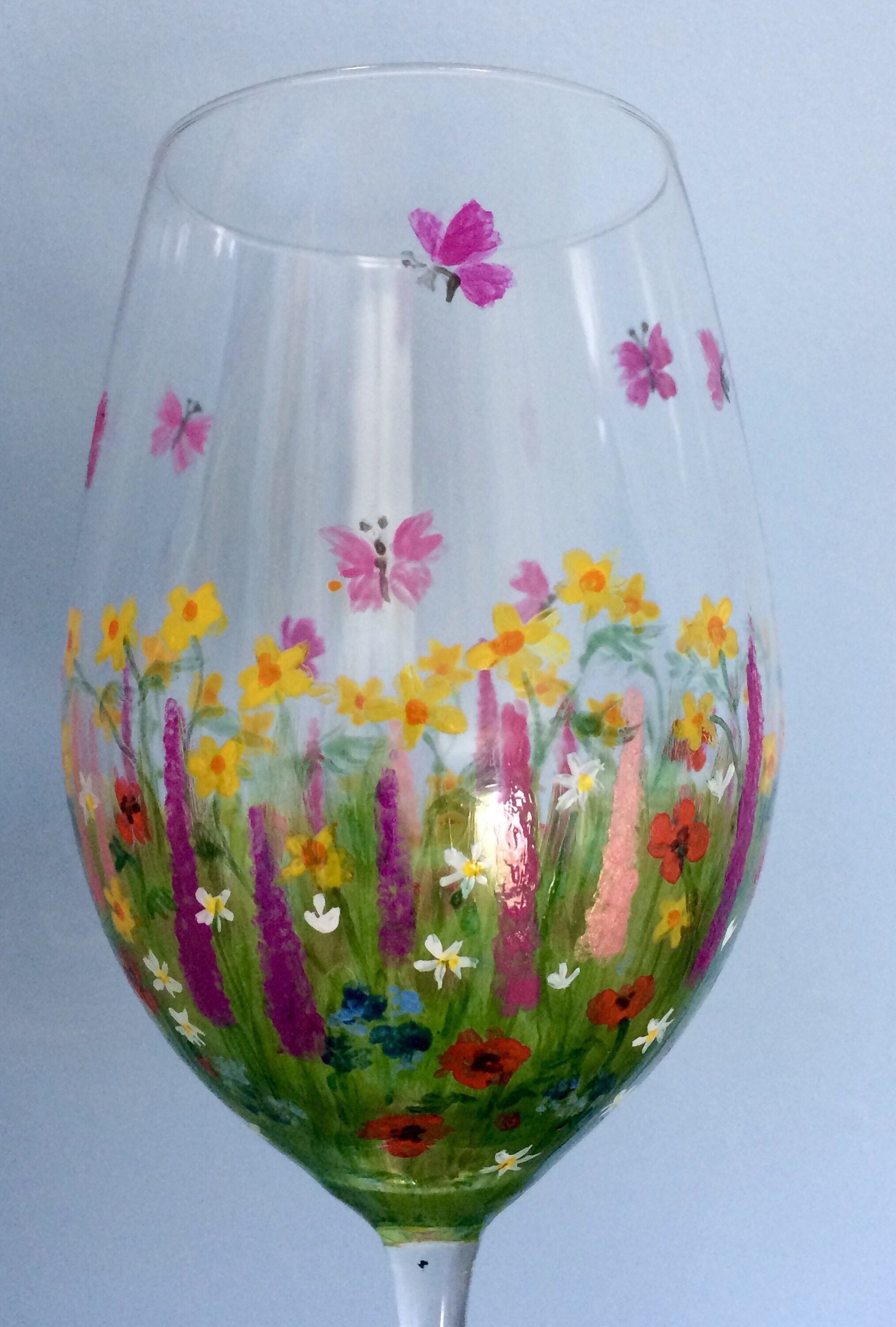 Floral wine glass hand painted wine glass floral glass wine Etsy