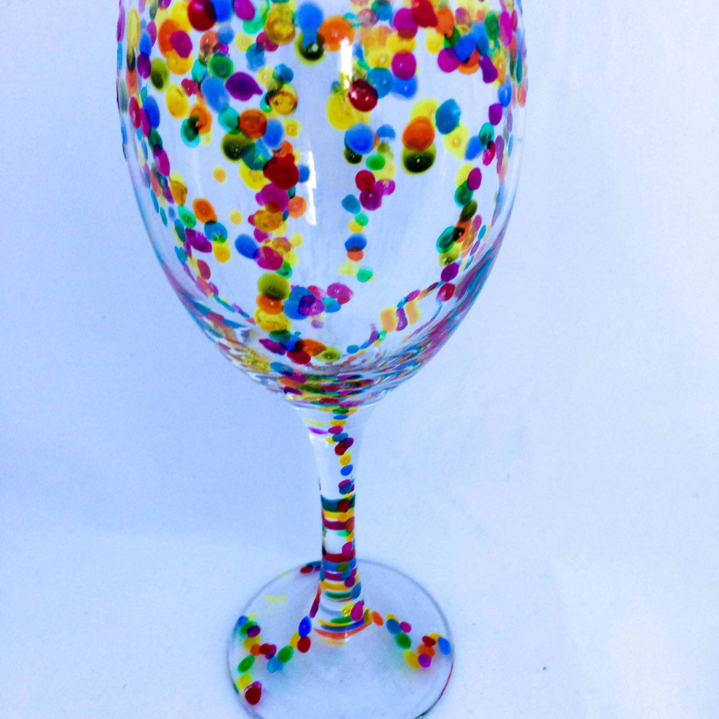 Confetti decorated wine glass dotty wine glass hand painted Etsy