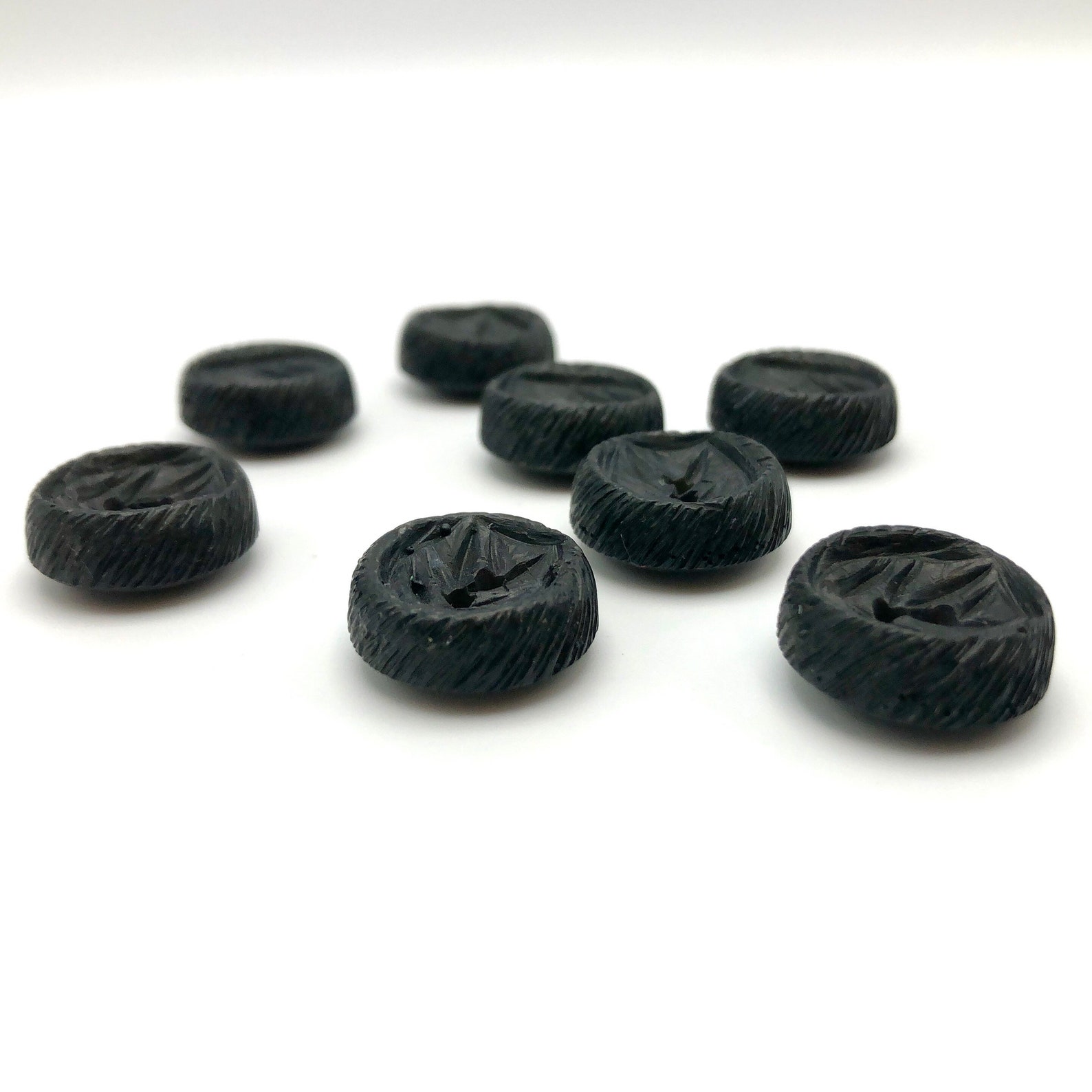Vintage black buttons kind of licorice Etsy