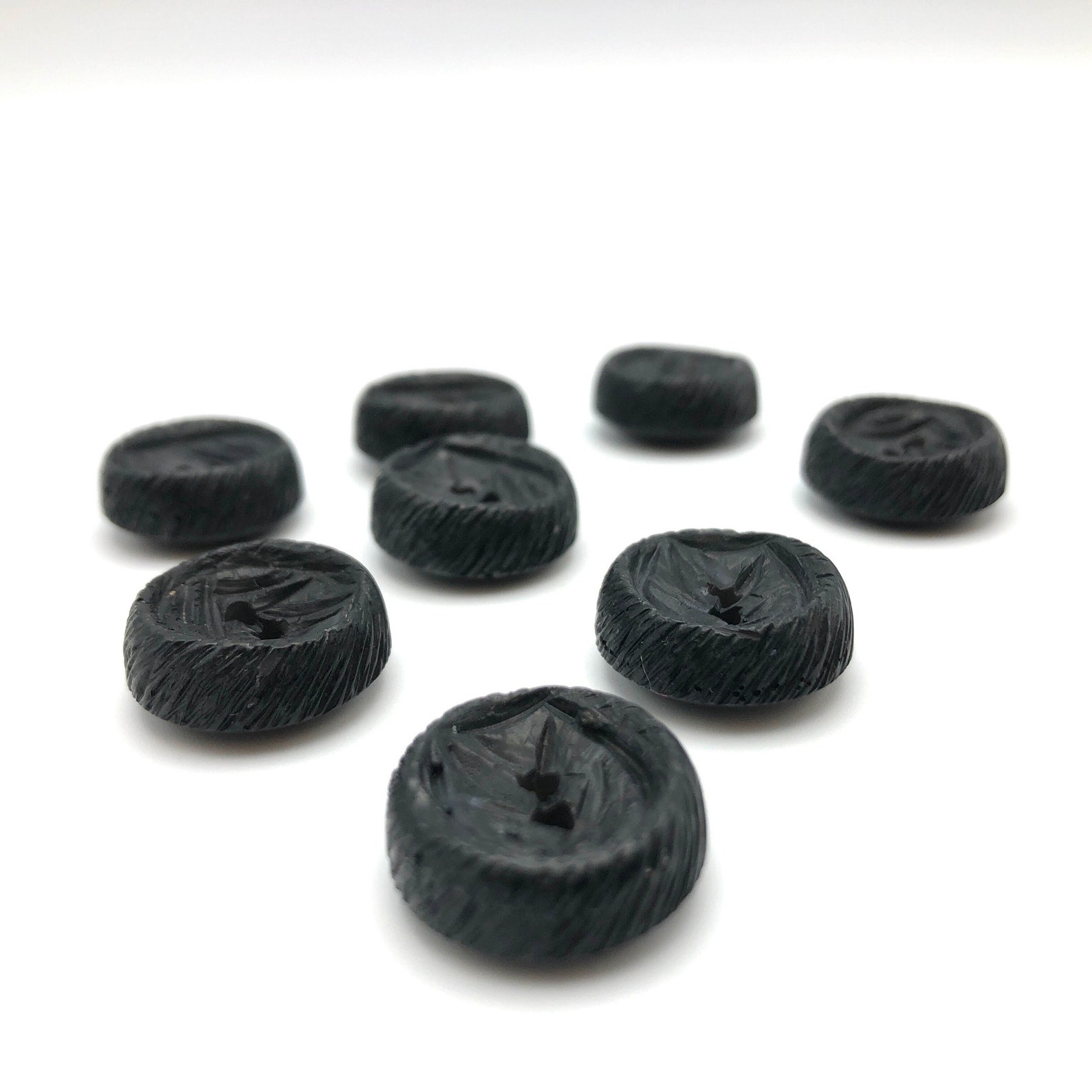 Vintage black buttons kind of licorice Etsy