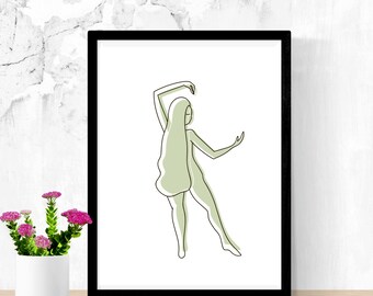 Feminine Pastell Linie Kunst minimalistische druckbare Instant Download Wandkunst
