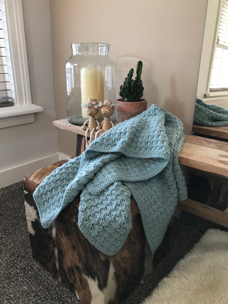 100x75cm 29.5x39inch Baby Blanket *sea green* crochet
