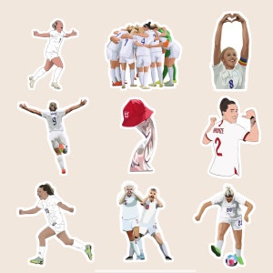 25% OFF England Lionesses sticker pack, 9 pack of city stickers, white, toone, bronze, Williamson, euro football winners