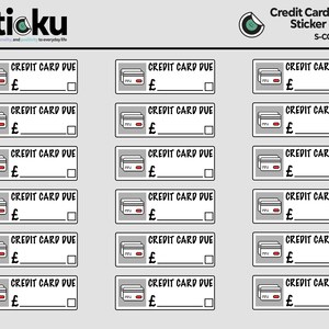 Paquete de calcomanías de recordatorio de pago de tarjeta de crédito - Juego de 48 calcomanías de recordatorio de pago / calcomanías de pago vencido / calcomanías de diario / calcomanías de cuaderno