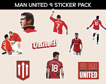 25% OFF Manchester United football vinyl sticker pack, gunners stickers, Ronaldo, Rooney, Rashford, Fernandes