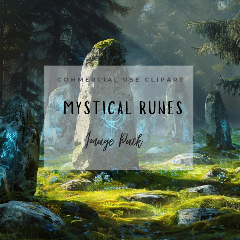 Mystical Runes Clipart: Forest Background, (commercial Use,300dpi PNG ...